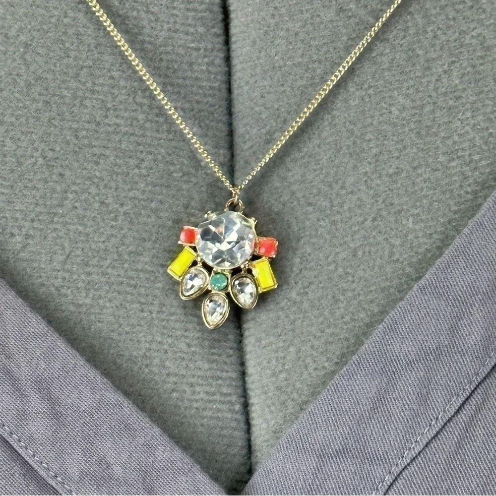 LOFT Silver Tone Necklace with Gem Pendant 33” - Picture 5 of 7